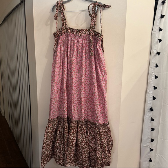 Loeffler Randall Cottagecore Fruit BerriesTie Tank Top Ruffle Maxi Dress Medium - Picture 5 of 7